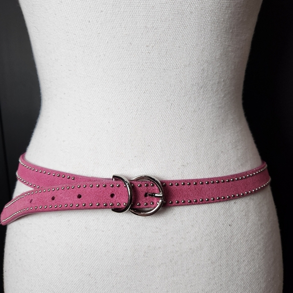 Banana Republic Accessories - BANANA REPUBLIC PINK LEATHER SILVER STUDDED 💕 BELT SIZE SMALL